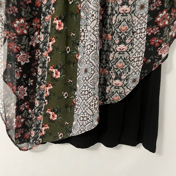 ALYX  Black Fitted Tank Floral Flutter Asymmetric Cape Overlay Size M - Picture 5 of 7